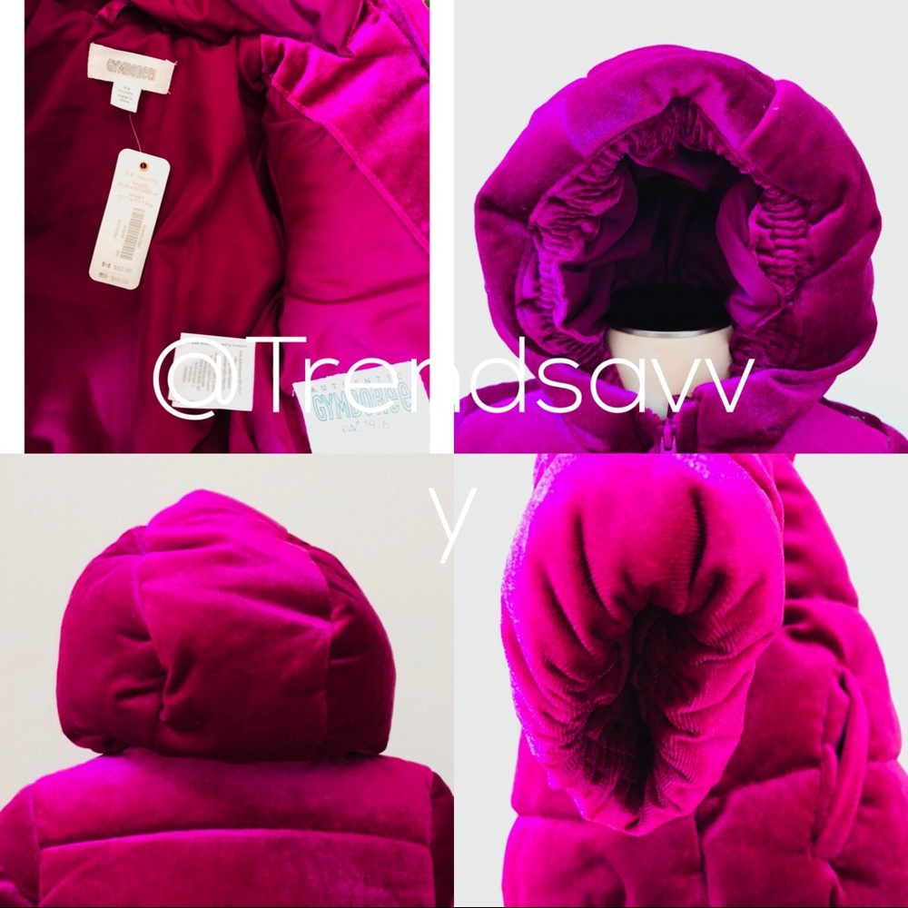 NWT Gymboree Pink Velvet Jacket Puffer Hoodie - Picture 3 of 8